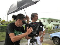 Tournage sous la pluie à Montserrat